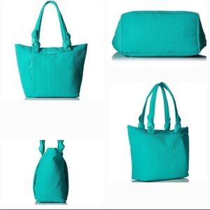 Vera Bradley Hadley East West Large Tote Purse Teal Turquoise Quilted Exterior